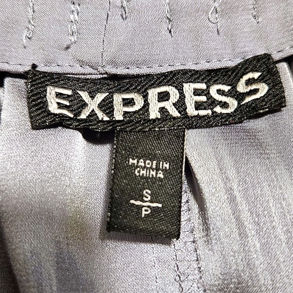 Express Ruffle Blouse Gray Sz S Ruched Cap Sleeves Career Chic Office Siren - Picture 3 of 9